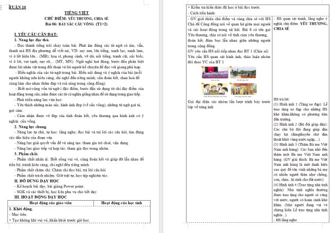 Giáo án Tiếng Việt 3 Bài 6: Bảy sắc cầu vồng