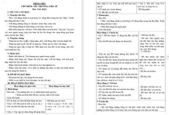Giáo án Tiếng Việt 3 Bài 6: Nhớ - viết Bận