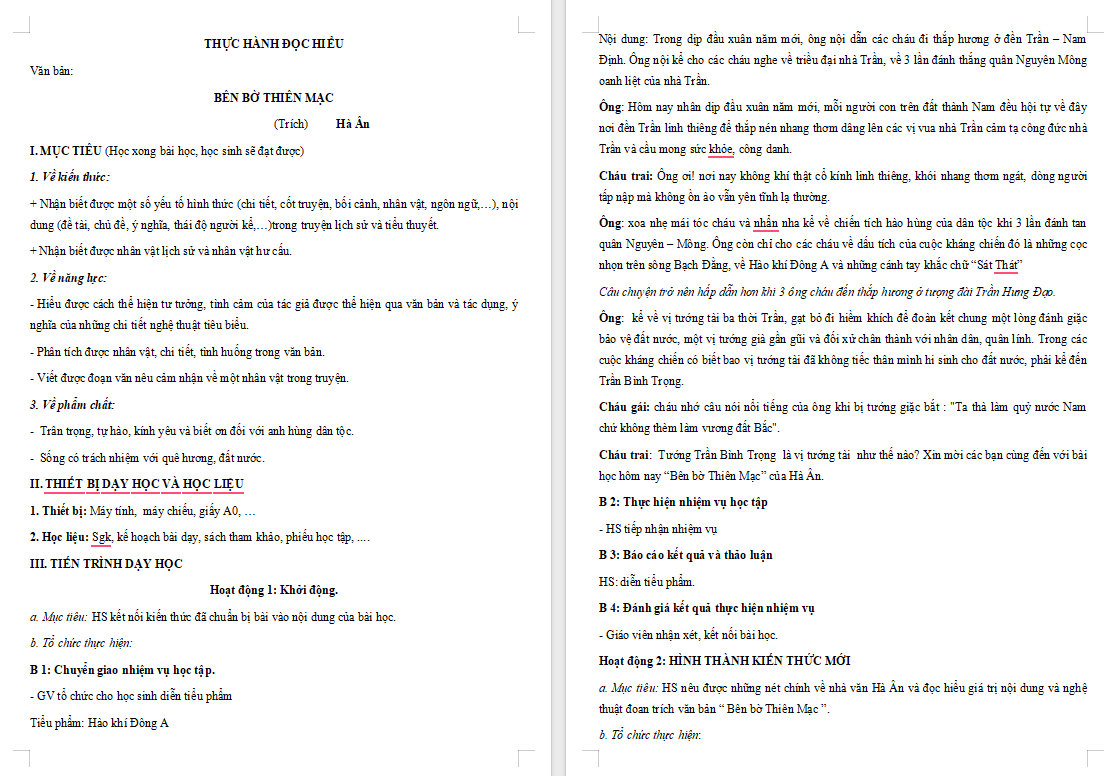 Giáo án PowerPoint Ngữ văn 8 Bài 8: Bên bờ Thiên Mạc