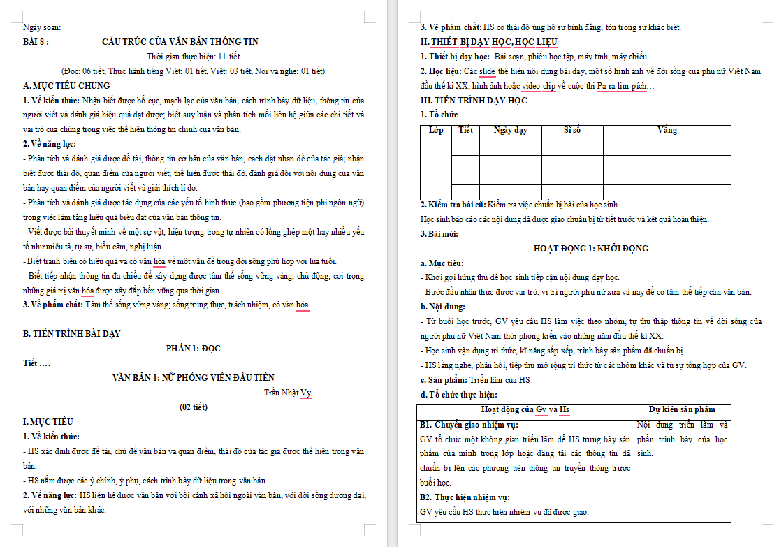 Ngữ văn 11 Bài 8: Nữ phóng viên đầu tiên