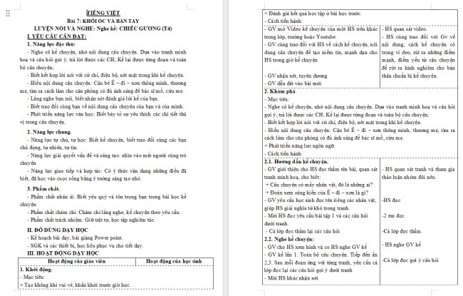 Giáo án Tiếng Việt 3 Bài 7: Kể chuyện Chiếc gương