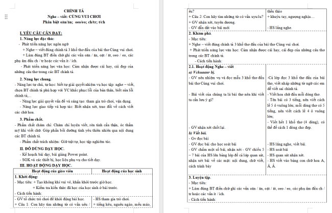 Giáo án Tiếng Việt 3 Bài 8: Nghe - viết Cùng vui chơi