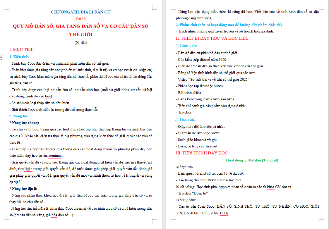  Quy mô dân số gia tăng dân số và cơ cấu dân số thế giới