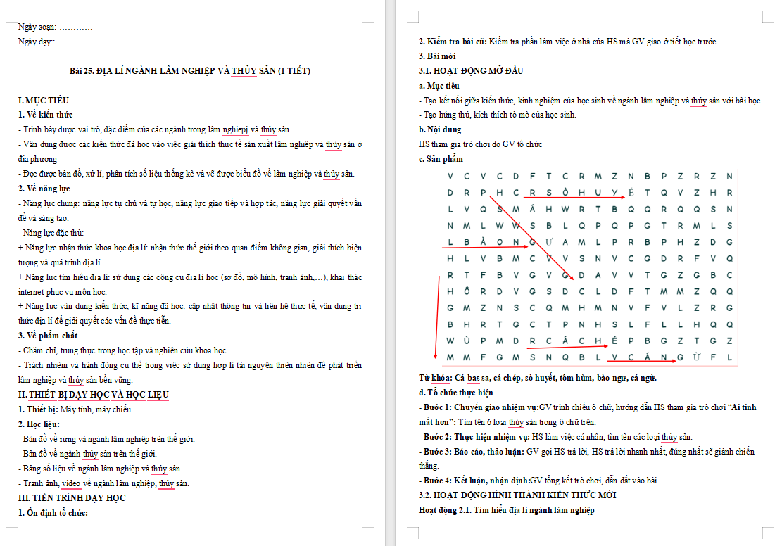  Địa lí ngành lâm nghiệp và ngành thủy sản