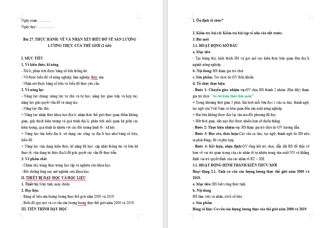  Thực hành Vẽ và nhận xét biểu đồ về sản lượng lương thực của thế giới