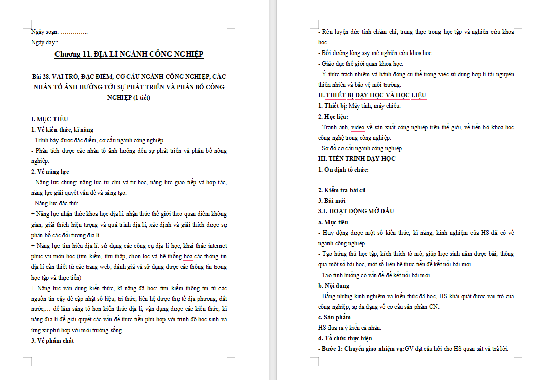 Vai trò đặc điểm cơ cấu ngành công nghiệp, các nhân tố ảnh hưởng tới sự phát triển và phân bố công nghiệp