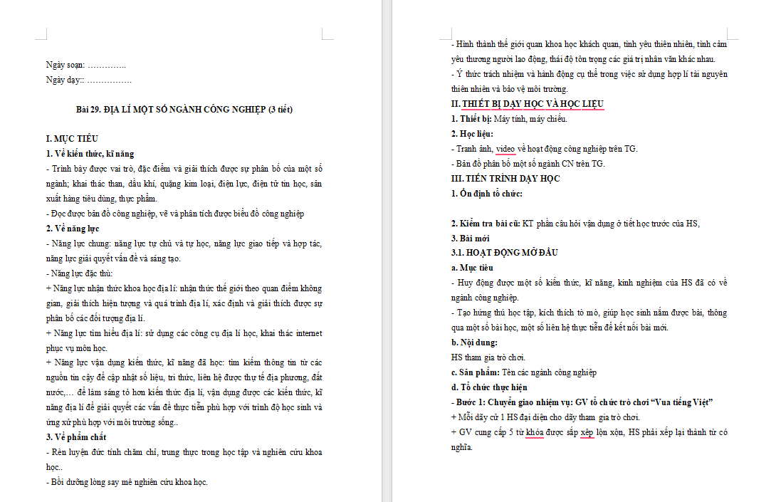 Địa lí một số ngành công nghiệp