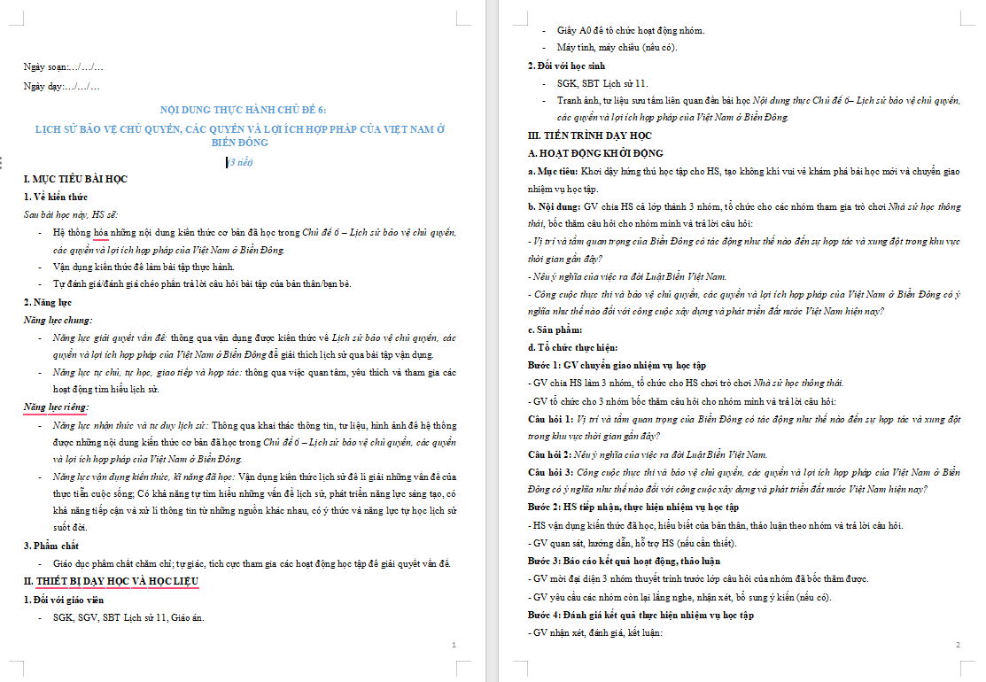 Lịch sử 11 Thực hành chủ đề 6
