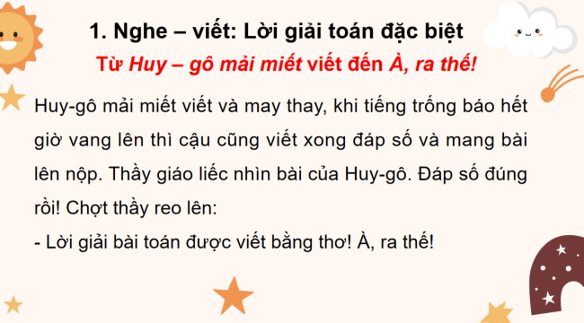 PowerPoint Tiếng Việt 3 Bài 11: Nghe - viết Lời giải toán đặc biệt