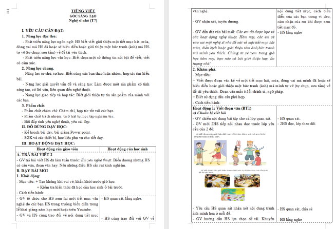 Giáo án Tiếng Việt 3 Bài 9: Nghệ sĩ nhỏ