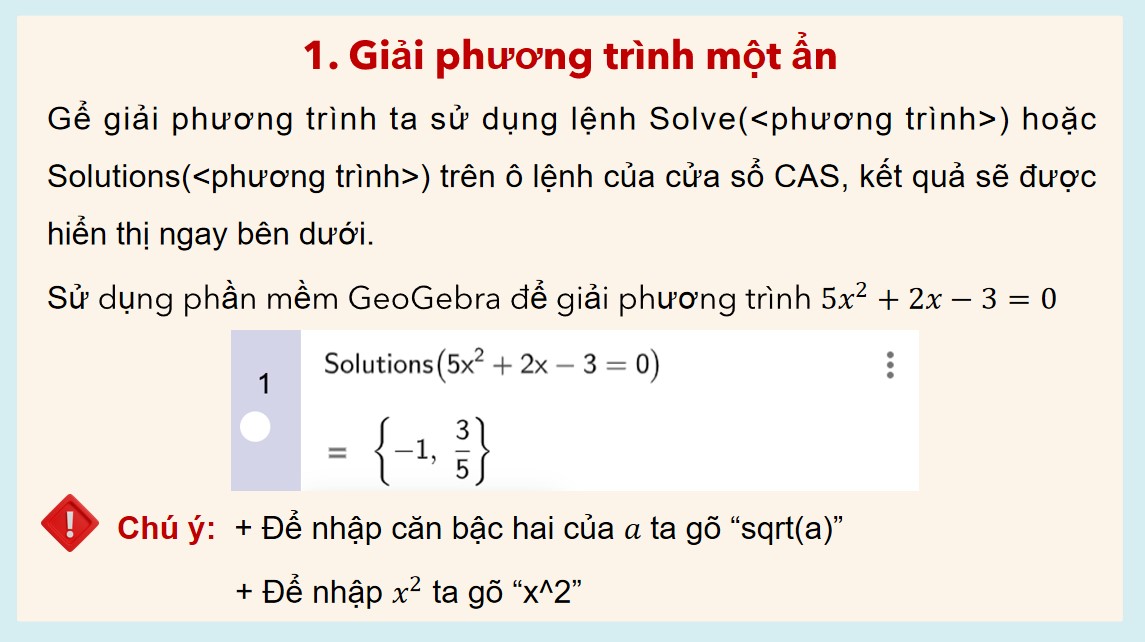 PowerPoint Toán 9 KNTT Bài Giải phương trình, hệ phương trình và vẽ đồ thị hàm số với phần mềm GeoGebra