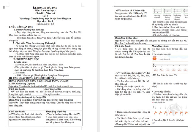Giáo án Âm nhạc 3 Chủ đề 1 Tiết 3