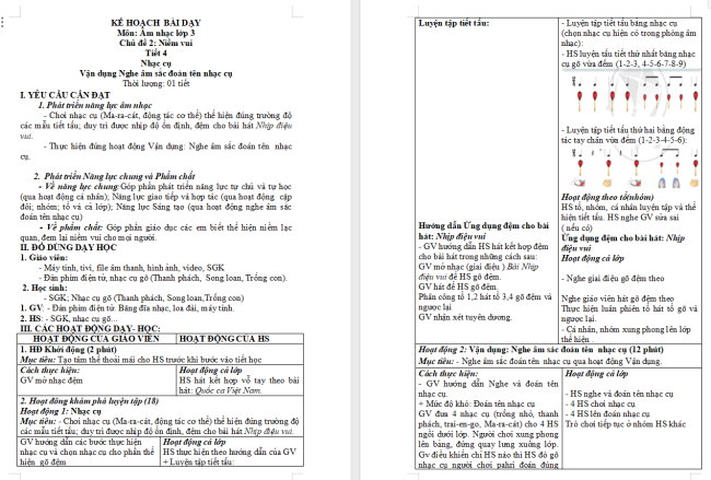 Giáo án Âm nhạc 3 Chủ đề 1 Tiết 4