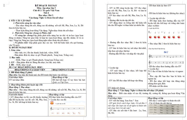 Giáo án Âm nhạc 3 Chủ đề 2 Tiết 4