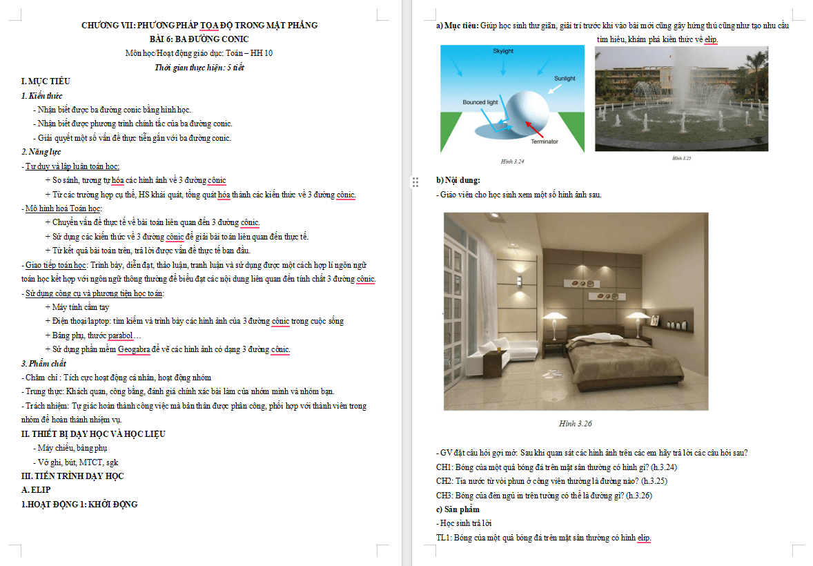 Toán 10 Bài 22: Ba đường conic