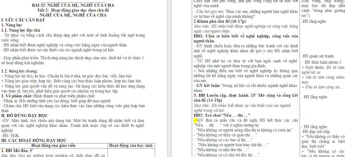 Giáo án Hoạt động trải nghiệm 2 Nghề của mẹ, nghề của cha