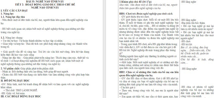 Giáo án Hoạt động trải nghiệm 2 Nghề nào tính nấy