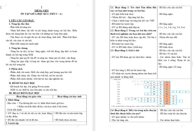 Giáo án Tiếng Việt 3 Ôn tập giữa học kì 1 (Tiết 3, 4)