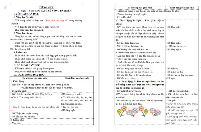 Giáo án Tiếng Việt 3 Bài 21: Nghe - viết Kho sách của ông bà