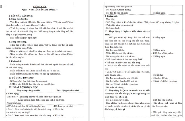 Giáo án Tiếng Việt 3 Bài 23: Nghe - viết Tôi yêu em tôi