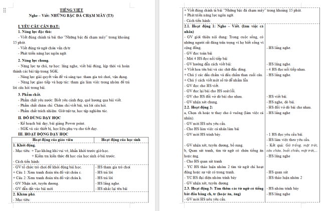 Giáo án Tiếng Việt 3 Bài 25: Nghe - viết Những bậc đá chạm mây
