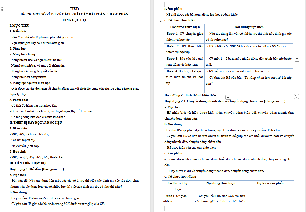 Giáo án PowerPoint Vật lí 10 Bài 20