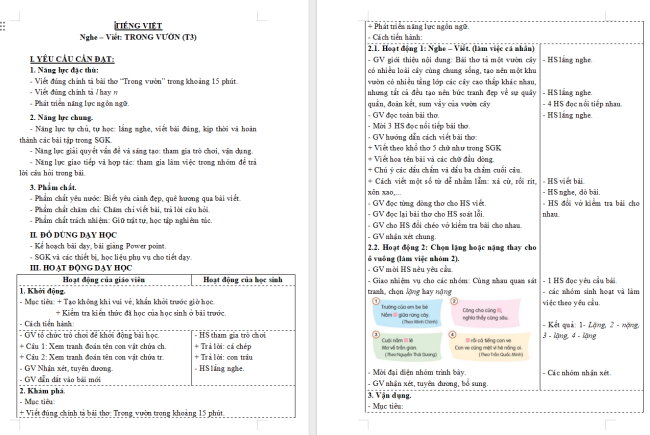 Giáo án Tiếng Việt 3 Bài 27: Nghe - viết Trong vườn