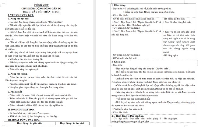 Giáo án Tiếng Việt 3 Bài 32: Cây bút thần