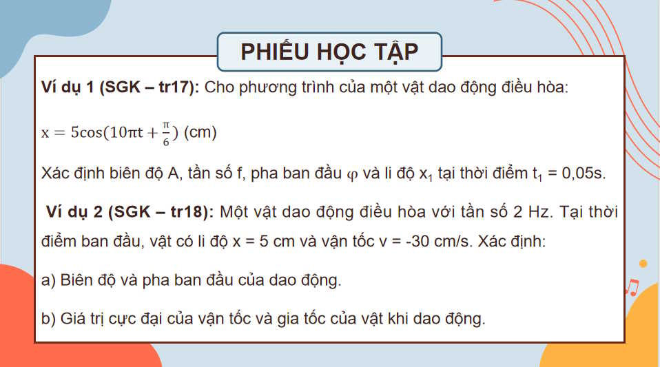 Giáo án Vật lí 11 Bài 4: Bài tập về dao động điều hòa