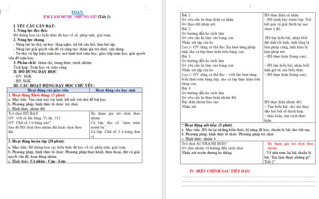 Giáo án Toán 3: Em làm được những gì trang 39