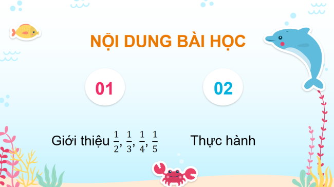 PowerPoint Toán 3: Một phần hai, một phần ba, một phần tư, một phần năm