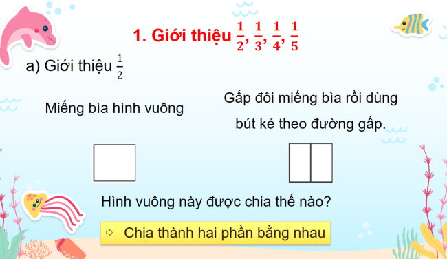 PowerPoint Toán 3: Một phần hai, một phần ba, một phần tư, một phần năm