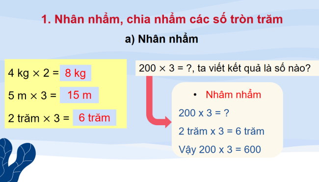 PowerPoint Toán 3: Nhân nhẩm, chia nhẩm