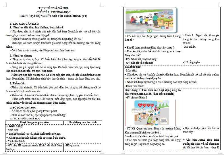 Tự nhiên và xã hội 3 Bài 5: Hoạt động kết nối với cộng đồng