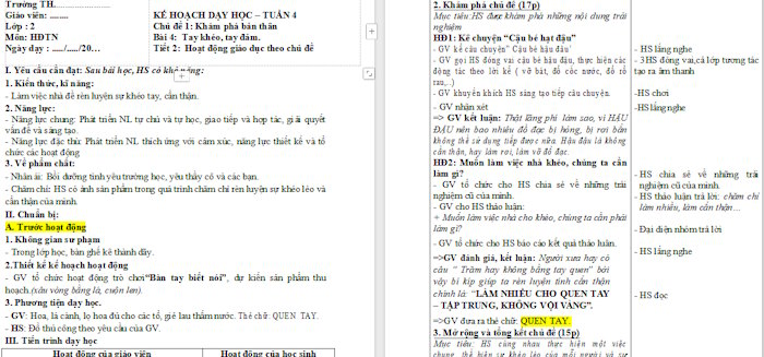 Giáo án Hoạt động trải nghiệm 2 Tay khéo, tay đảm