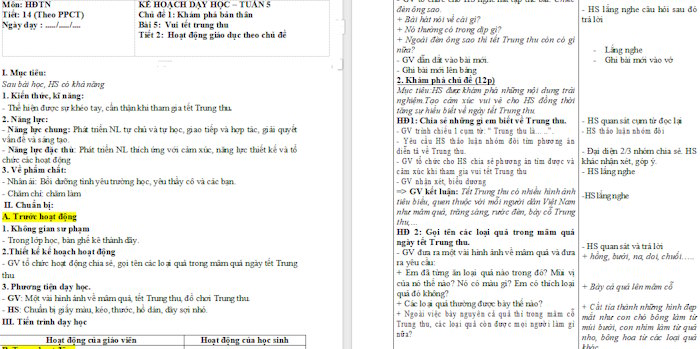 Giáo án Hoạt động trải nghiệm 2 Vui Trung Thu