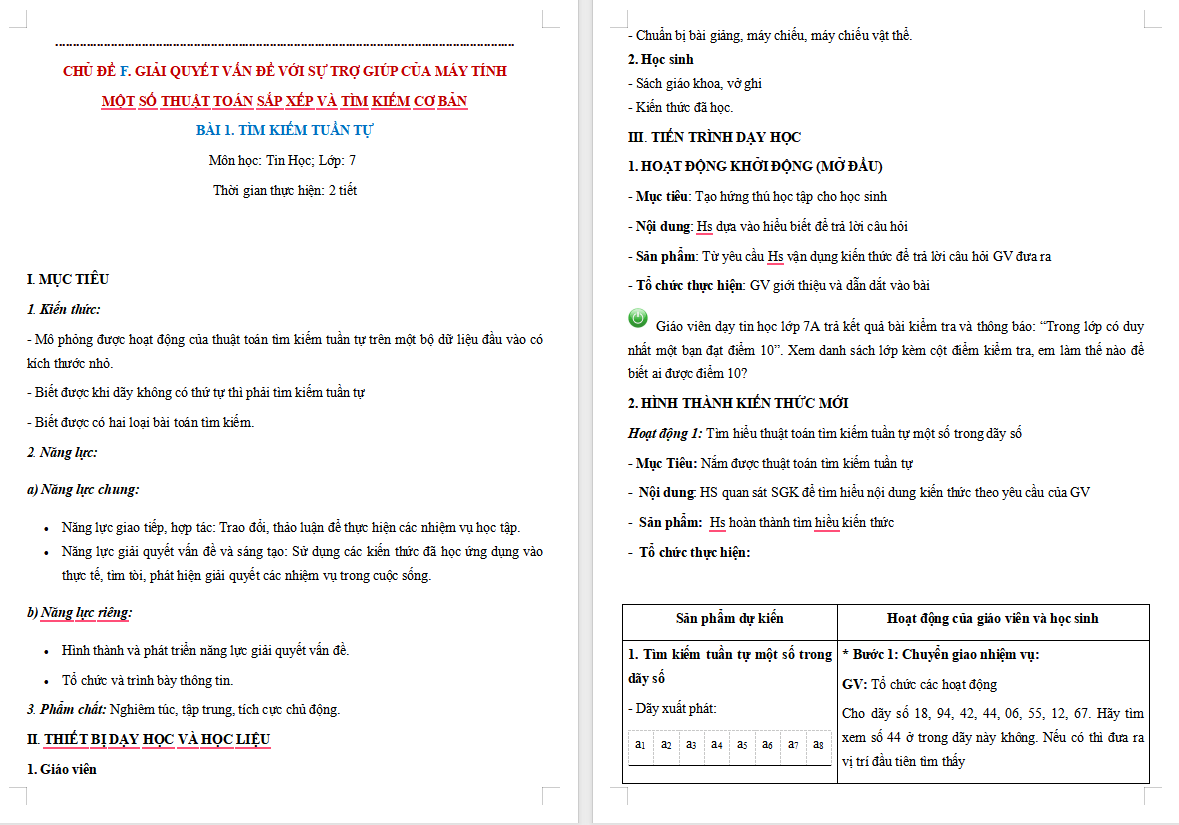 Tin học 7 Bài 1: Tìm kiếm tuần tự