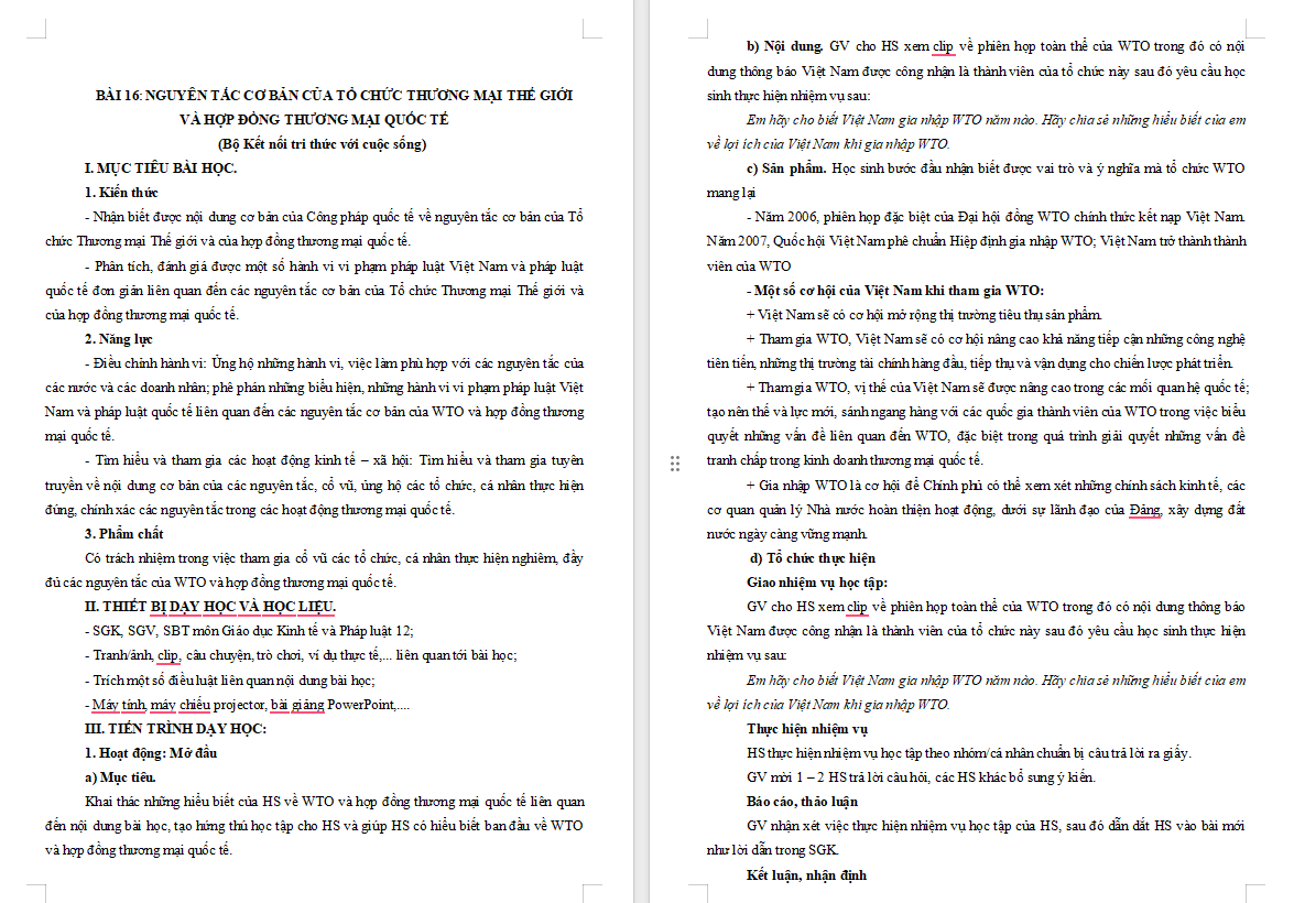 Nguyên tắc cơ bản của Tổ chức Thương mại thế giới và hợp đồng thương mại quốc tế