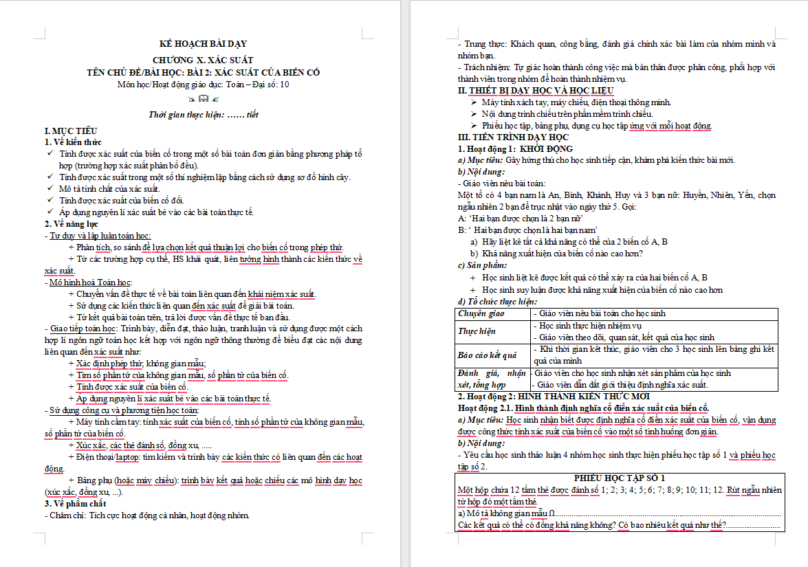  Xác suất của biến cố