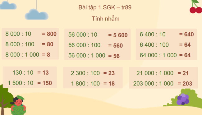 PowerPoint Toán 4 Bài 39: Chia cho 10, 100, 1 000,…