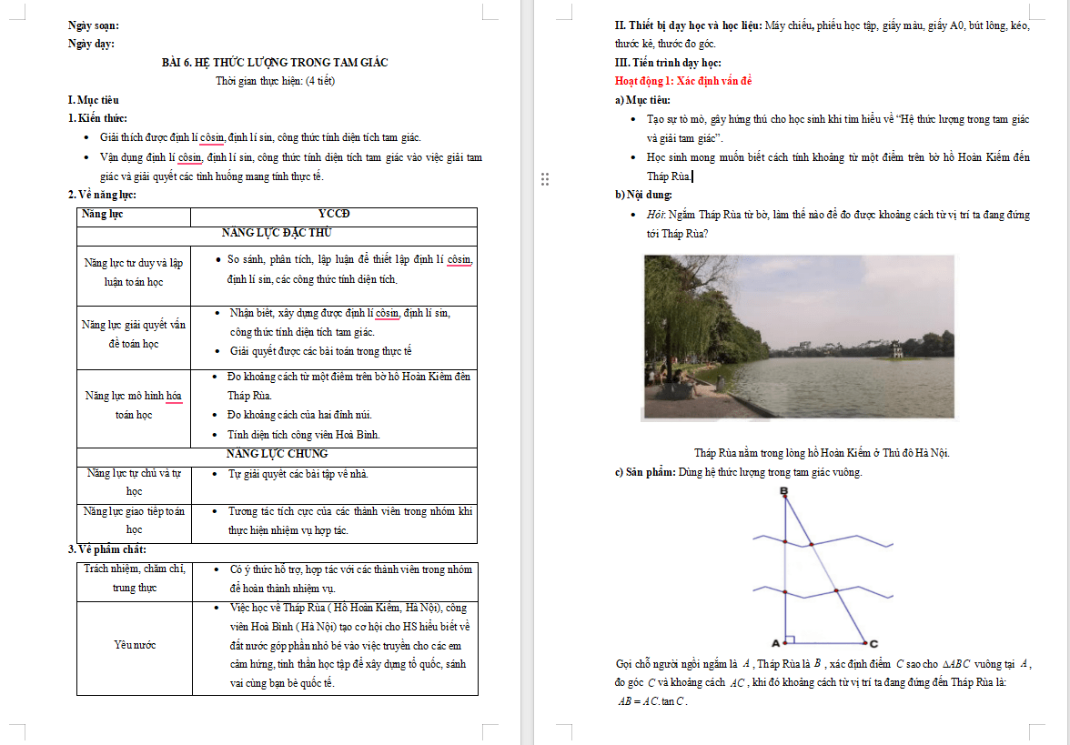 Giáo án Toán 10 Bài 10 Vectơ trong mặt phẳng tọa độ