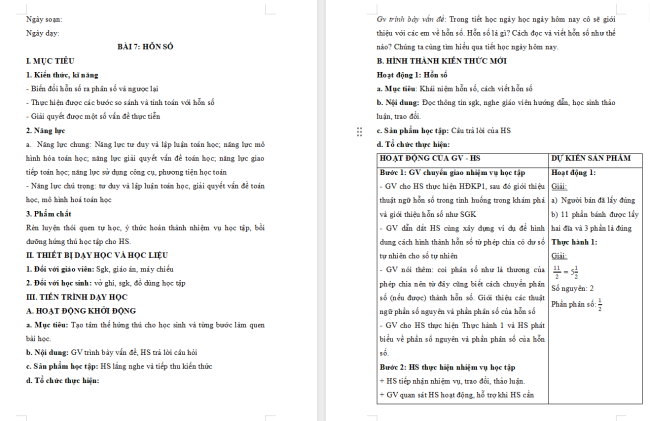 Giáo án Toán 6 Bài 7: Hỗn số