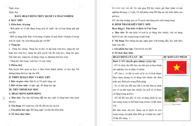 Giáo án Toán 6 Bài 8: Hoạt động thực hành và trải nghiệm: Phân số ở quanh ta