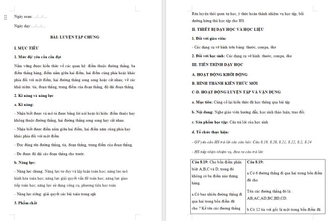 Giáo án Toán 6 Luyện tập chung trang 57