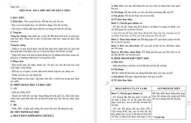 Giáo án Toán 6 Bài 2: Biểu đồ cột kép