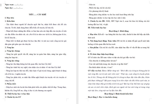 Giáo án Văn 6 Bài 7: Cây khế