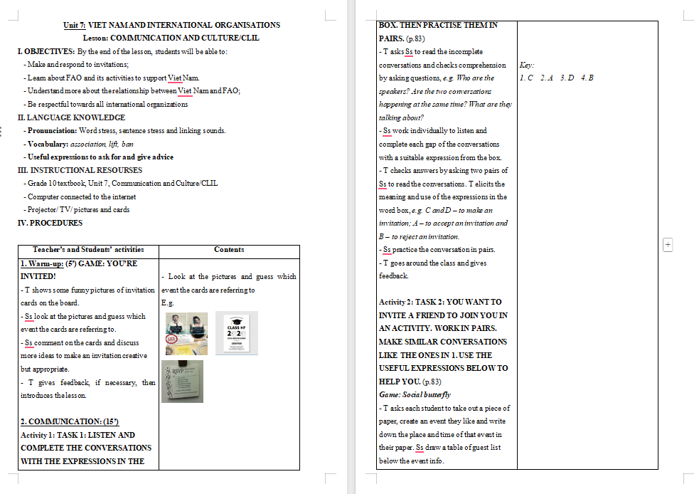 Giáo án Tiếng Anh 10 Unit 7: Communication and Culture
