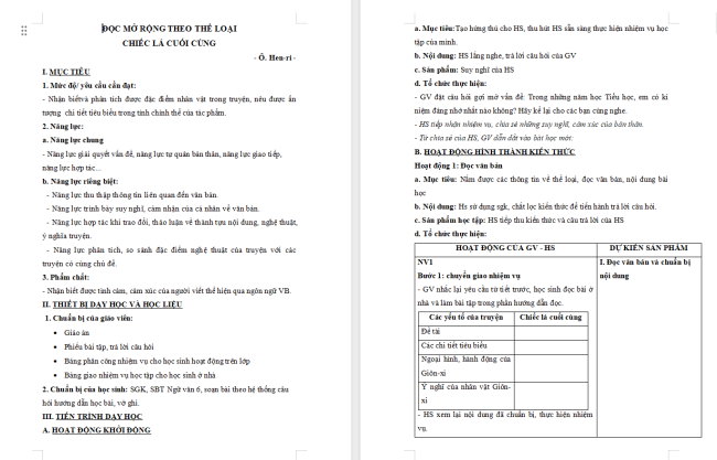Giáo án Văn 6 Bài 6: Chiếc lá cuối cùng