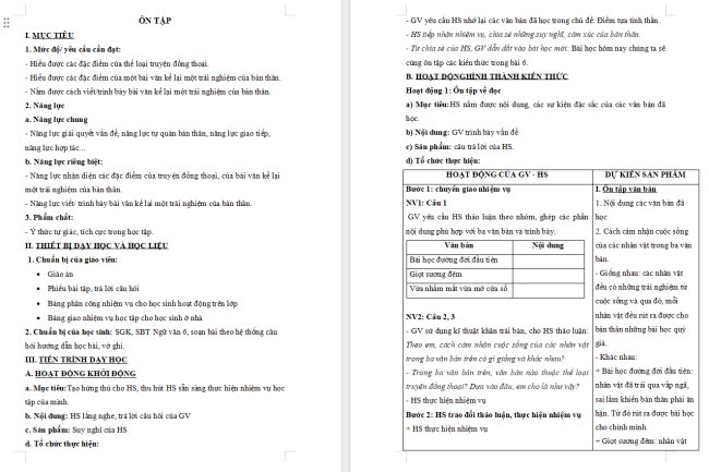 Giáo án Văn 6 Bài 6: Ôn tập