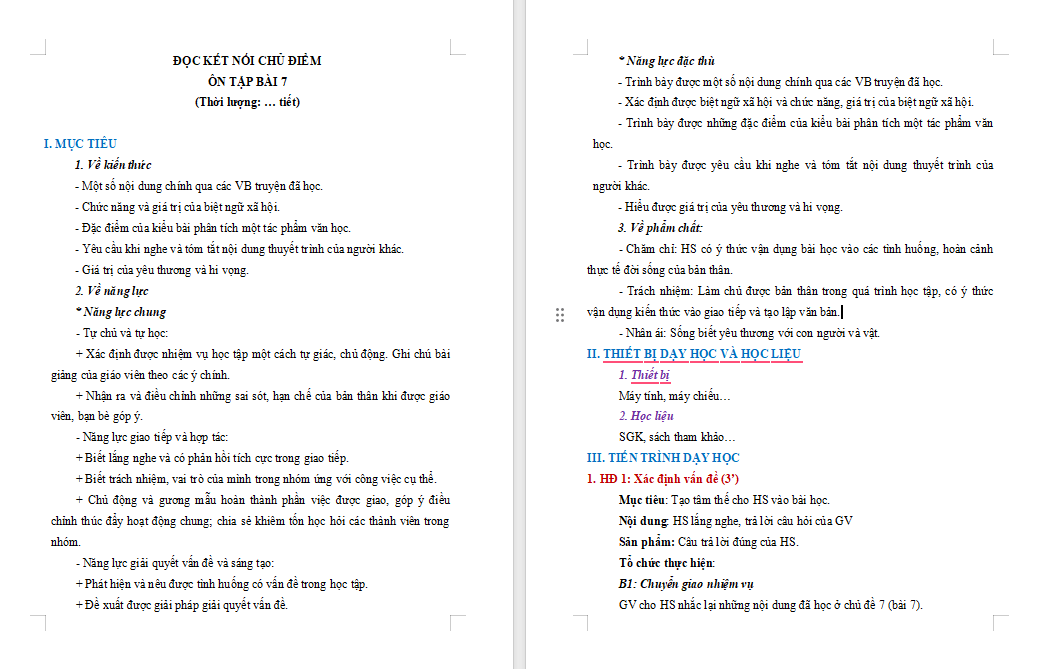 Ngữ văn 8 Bài 7: Ôn tập